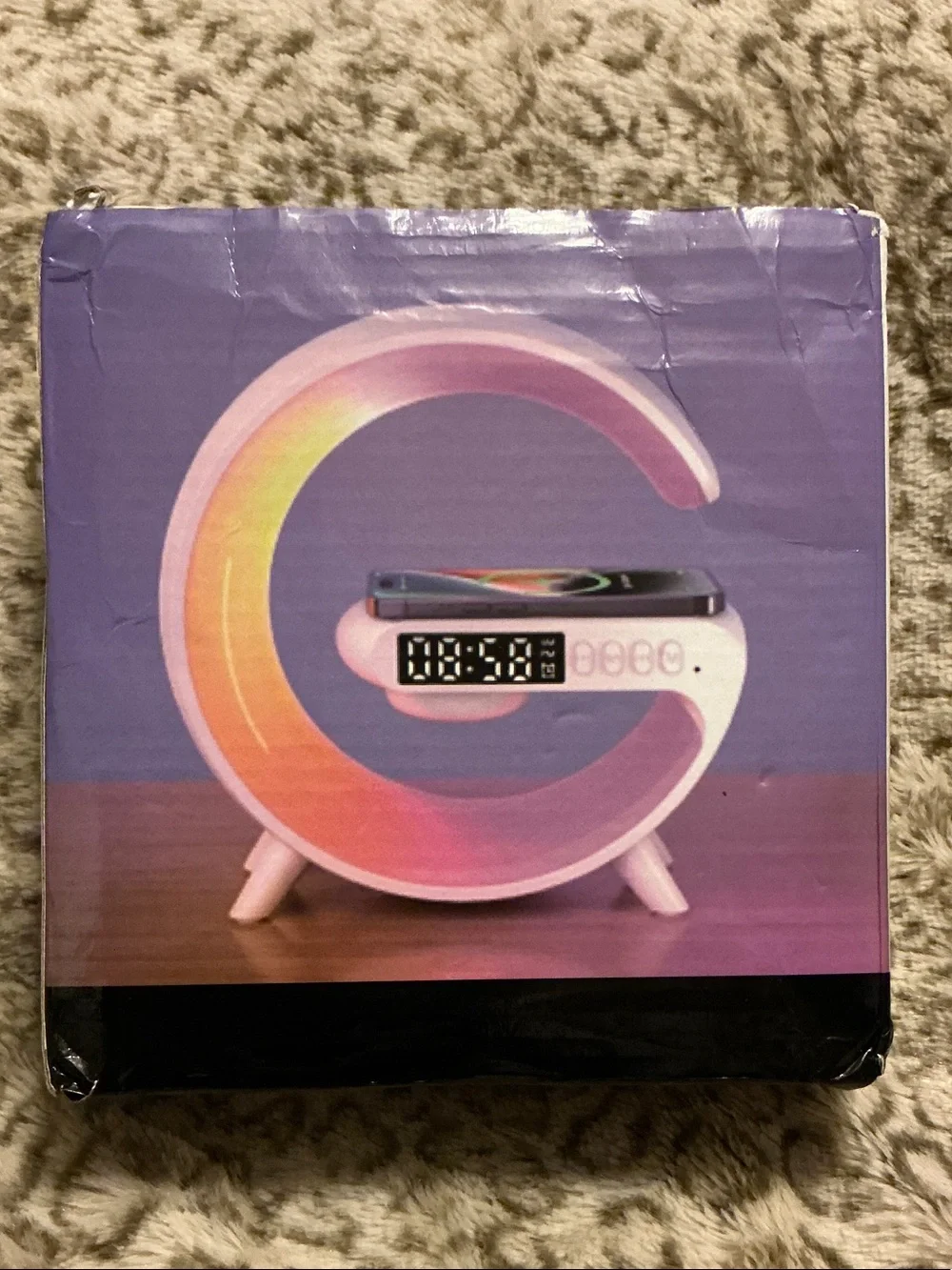 White Wireless Charging Alarm Clock with LED Display